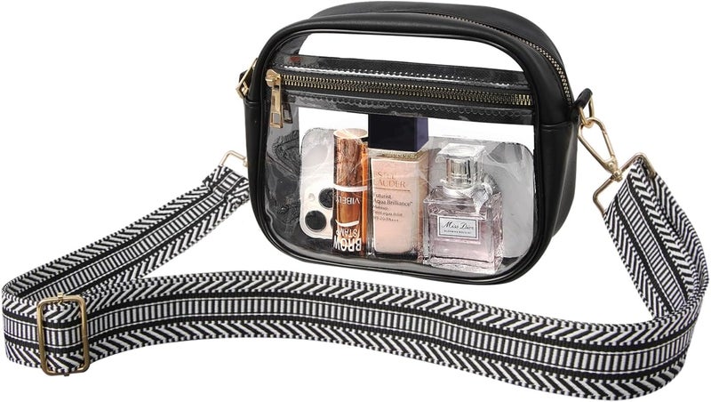 Fibrdoo Clear Bag Stadium Approved, Leather Clear Crossbody Purse Bag for Concerts Sports Events Festivals - Image 1